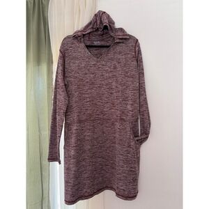 BAW Hooded Tunic Shirt‎ Dress Women 2X Maroon Dry-Tek Long Sleeve Pockets V-Neck